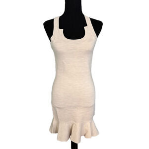 NWT BURBERRY OATMEAL/GRAY MINI PEPLUM DRESS WITH SIDE CUT